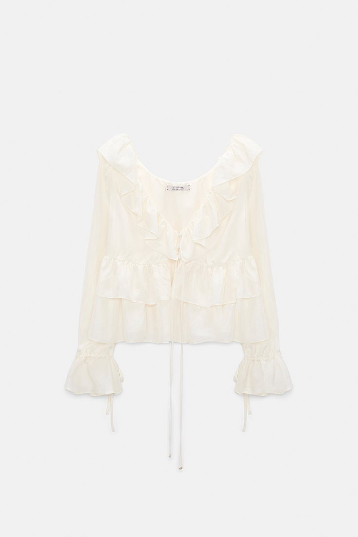 Dorothee Schumacher Tunic-style blouse in Habotai silk camellia white