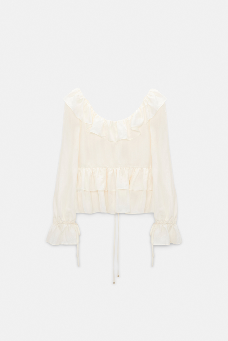 Dorothee Schumacher Tunic-style blouse in Habotai silk camellia white
