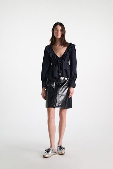 Dorothee Schumacher Tunic-style blouse in Habotai silk dark navy