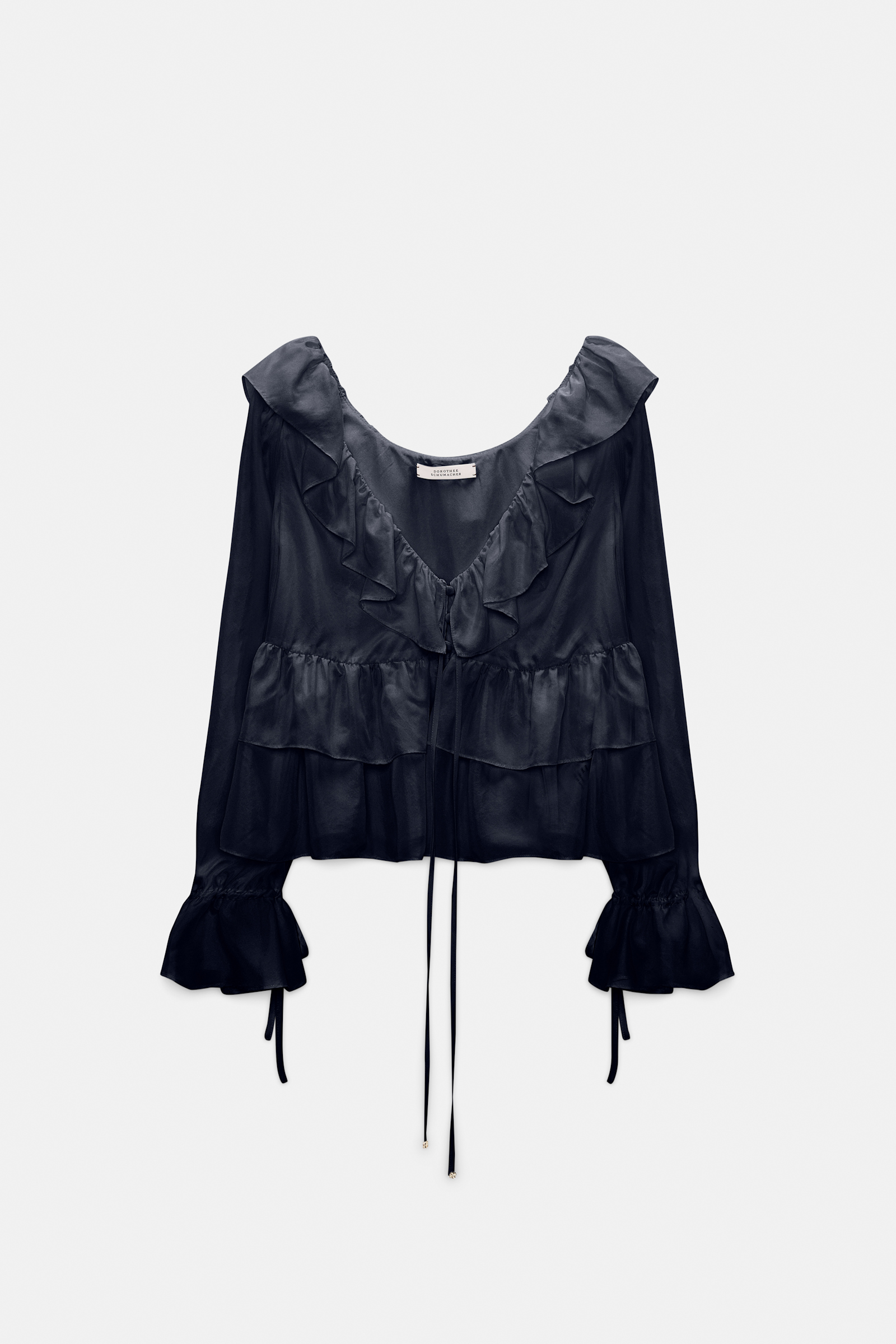 Dorothee Schumacher Tunic-style blouse in Habotai silk dark navy
