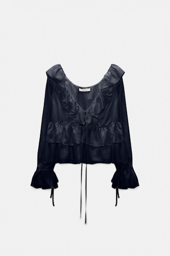 Dorothee Schumacher Tunic-style blouse in Habotai silk dark navy