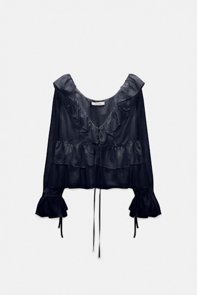 Dorothee Schumacher Tunic-style blouse in Habotai silk dark navy