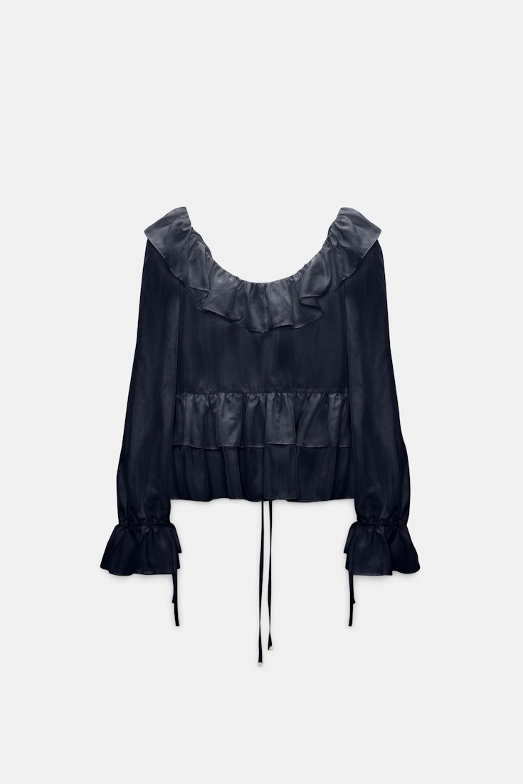 Dorothee Schumacher Tunic-style blouse in Habotai silk dark navy