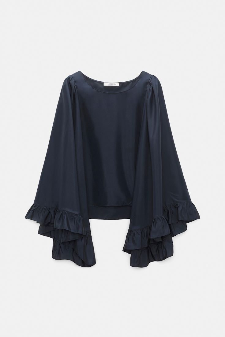 Dorothee Schumacher T-Blouse aus Seiden-Habotai dark navy
