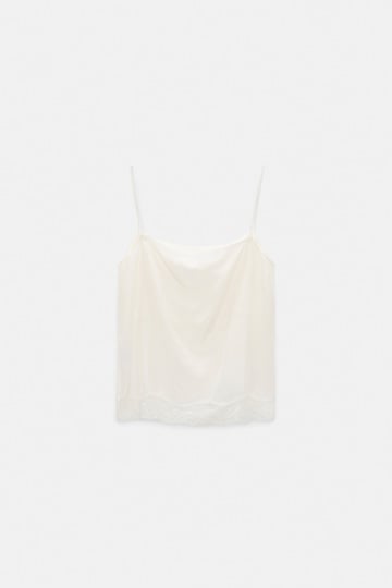 Dorothee Schumacher Double layer lingerie-style camisole in Habotai silk camellia white
