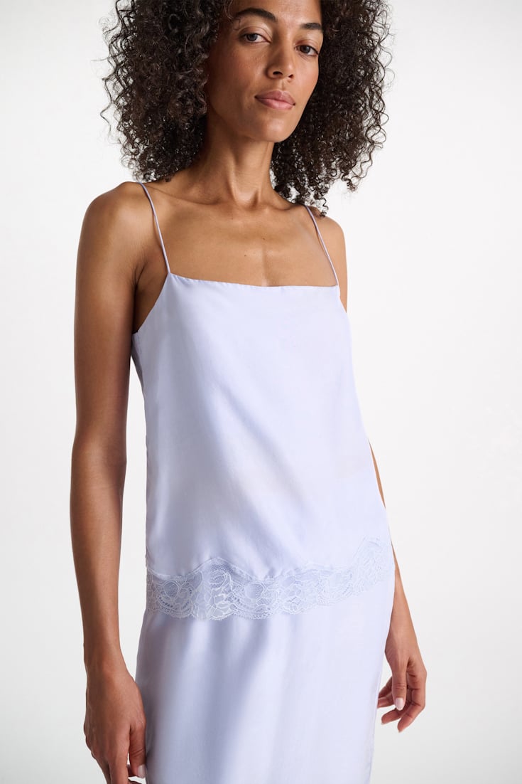 Dorothee Schumacher Double layer lingerie-style camisole in Habotai silk icy sky