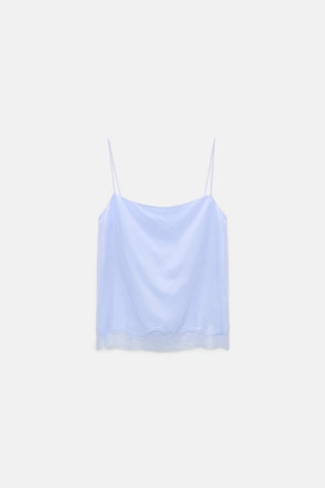 Dorothee Schumacher Double layer lingerie-style camisole in Habotai silk icy sky