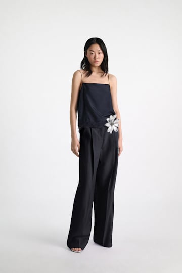 Dorothee Schumacher Double layer lingerie-style camisole in Habotai silk dark navy