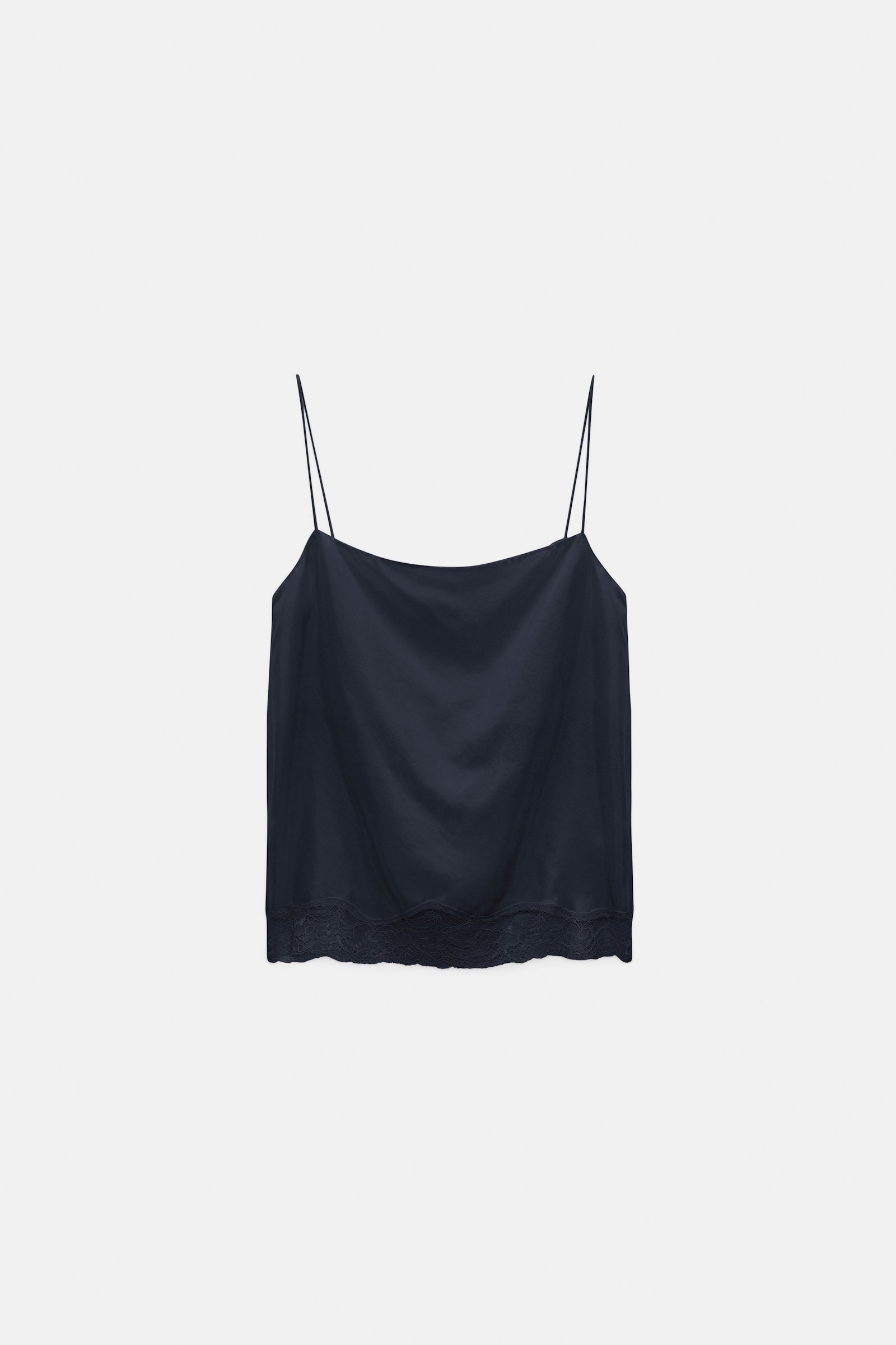 Dorothee Schumacher Double layer lingerie-style camisole in Habotai silk dark navy