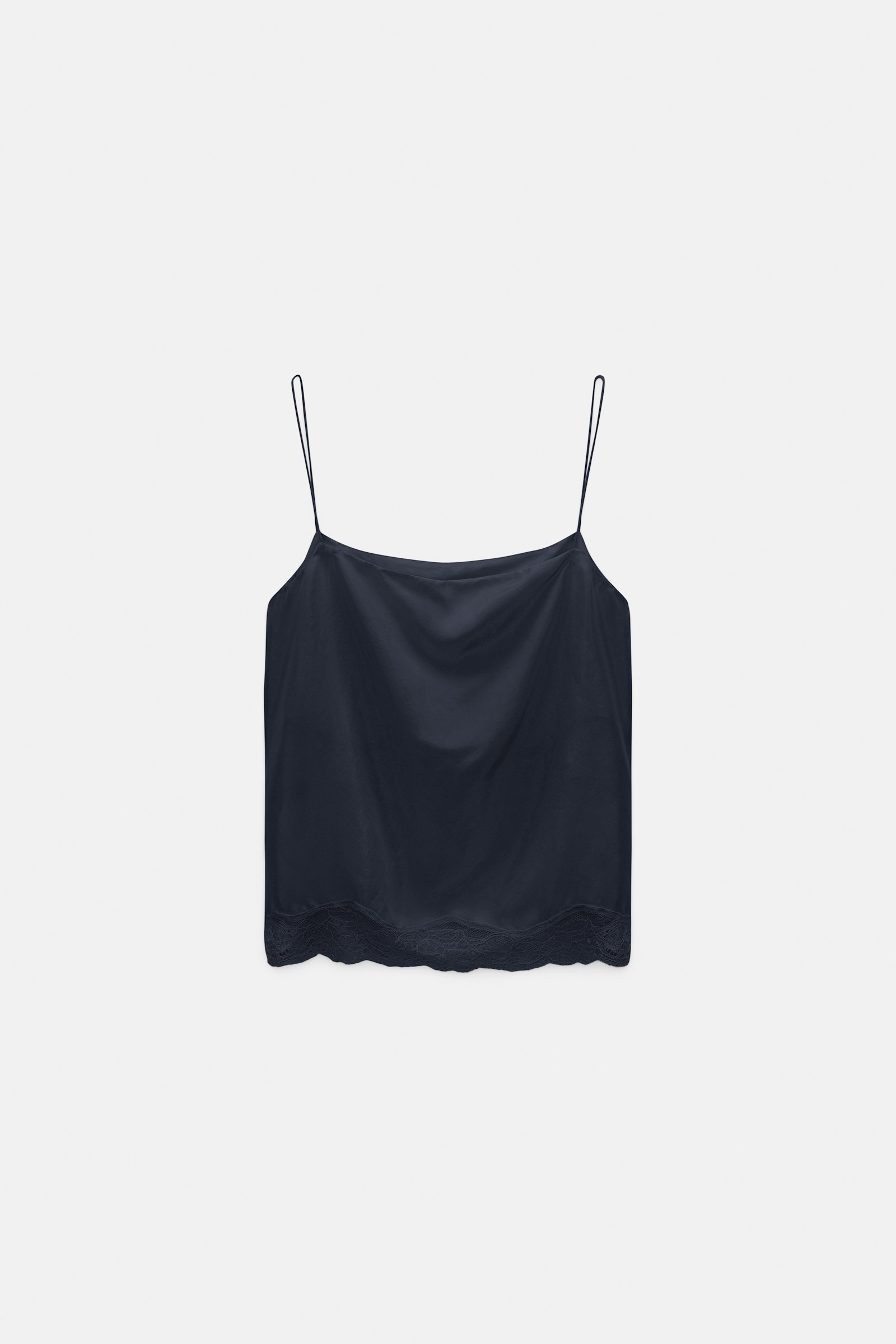 Dorothee Schumacher Double layer lingerie-style camisole in Habotai silk dark navy
