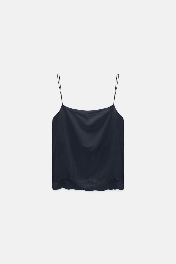 Dorothee Schumacher Double layer lingerie-style camisole in Habotai silk dark navy