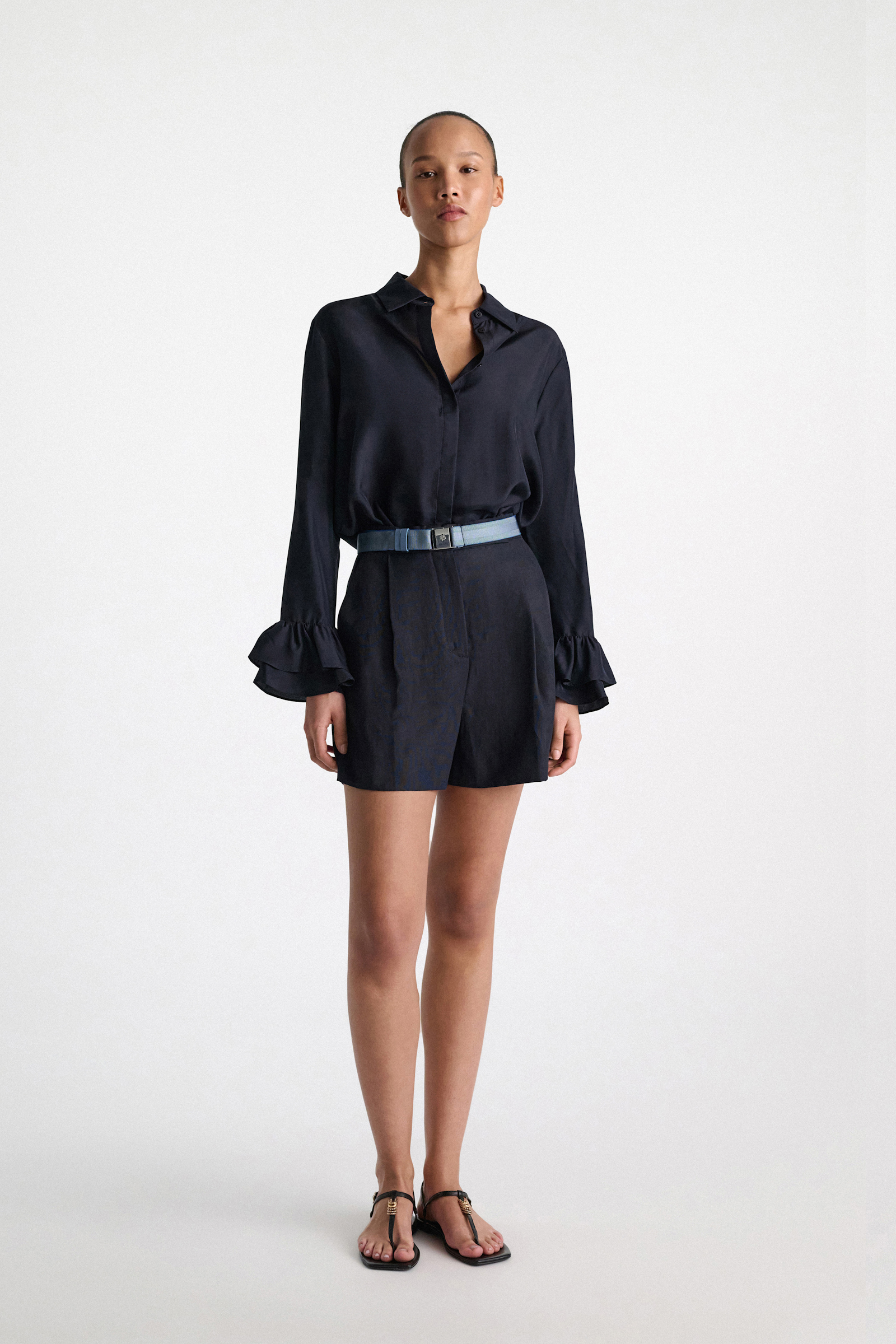 Dorothee Schumacher Habotai silk shirt dark navy