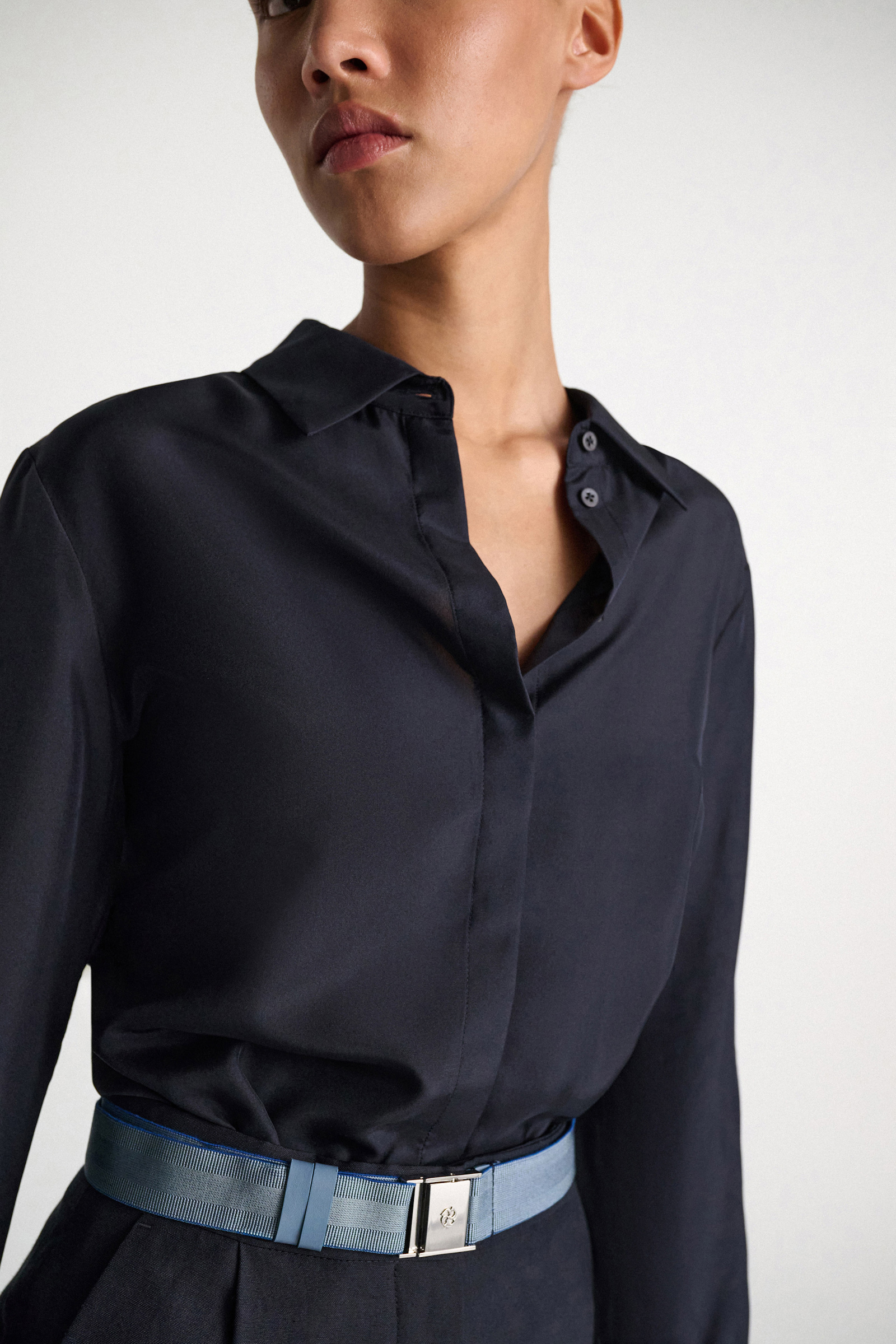 Dorothee Schumacher Habotai silk shirt dark navy