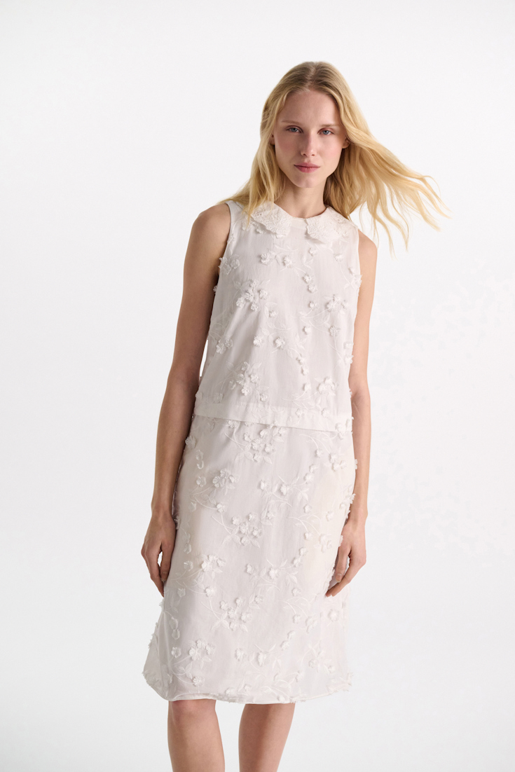 Dorothee Schumacher Shift Dress aus Baumwoll-Fil-Coupé camellia white