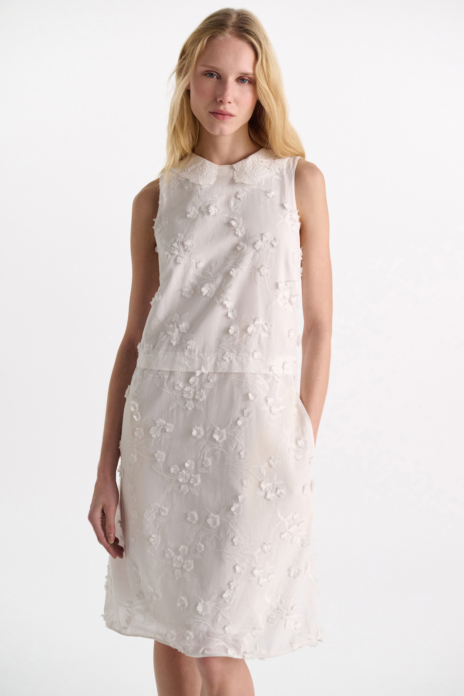 Dorothee Schumacher Shift Dress aus Baumwoll-Fil-Coupé camellia white