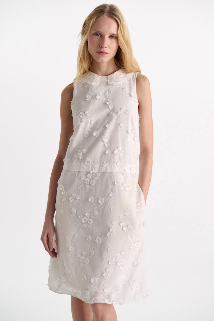 Dorothee Schumacher Shift Dress aus Baumwoll-Fil-Coupé camellia white