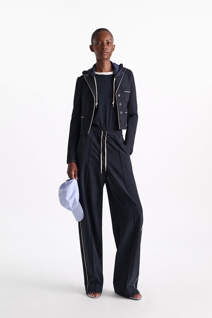 Dorothee Schumacher Cropped blazer in Punto Milano dark navy