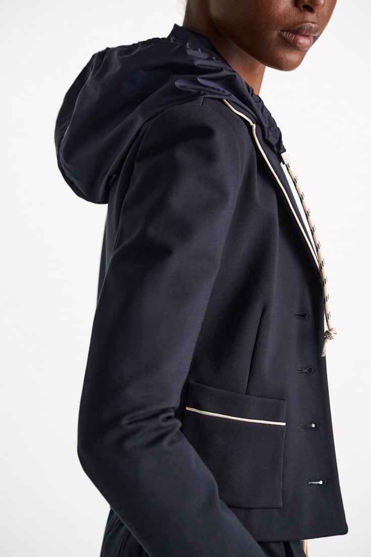 Dorothee Schumacher Cropped blazer in Punto Milano dark navy