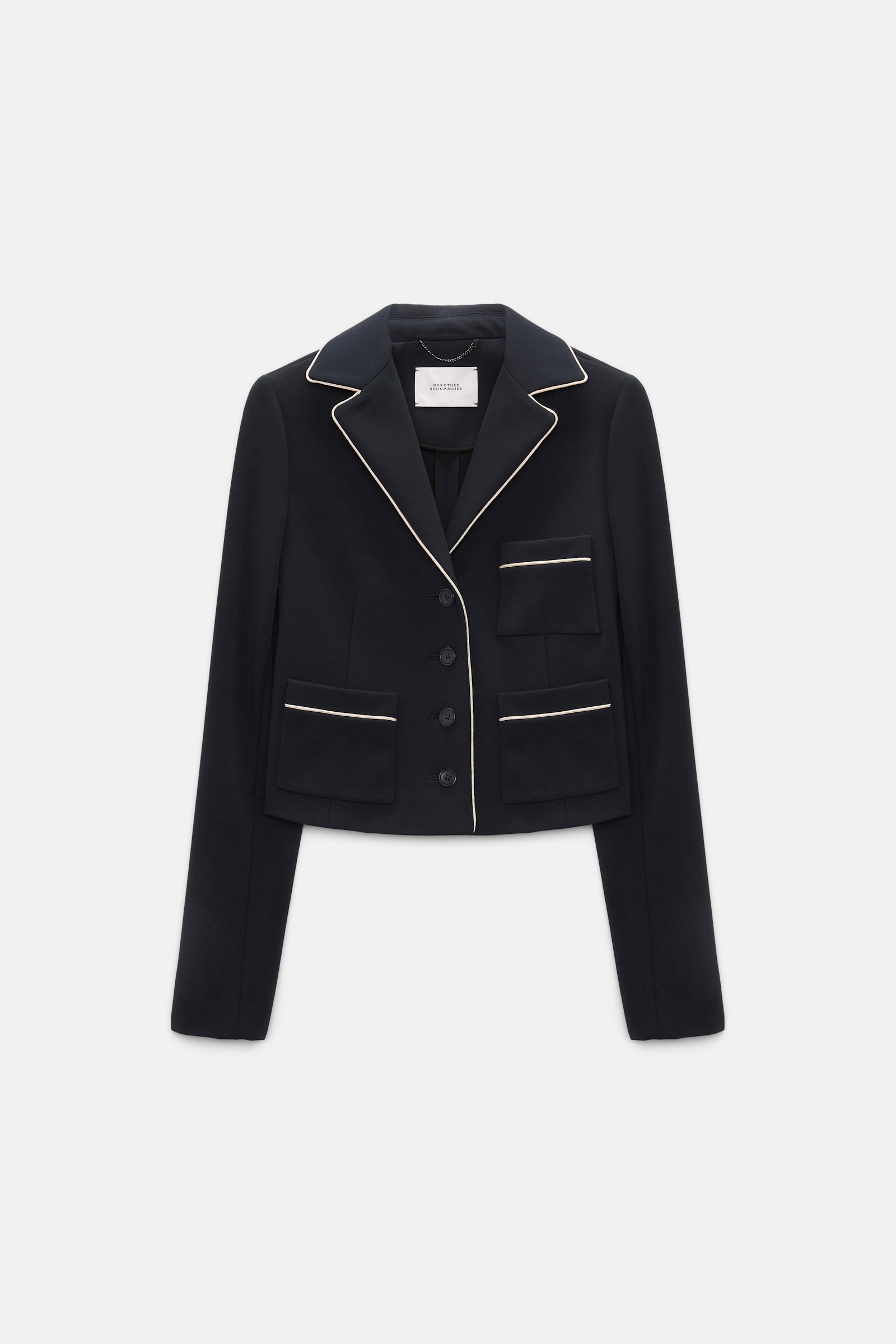Dorothee Schumacher Cropped blazer in Punto Milano dark navy