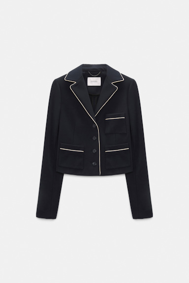 Dorothee Schumacher Cropped blazer in Punto Milano dark navy