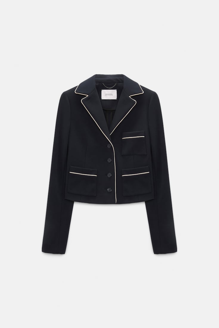Dorothee Schumacher Cropped blazer in Punto Milano dark navy