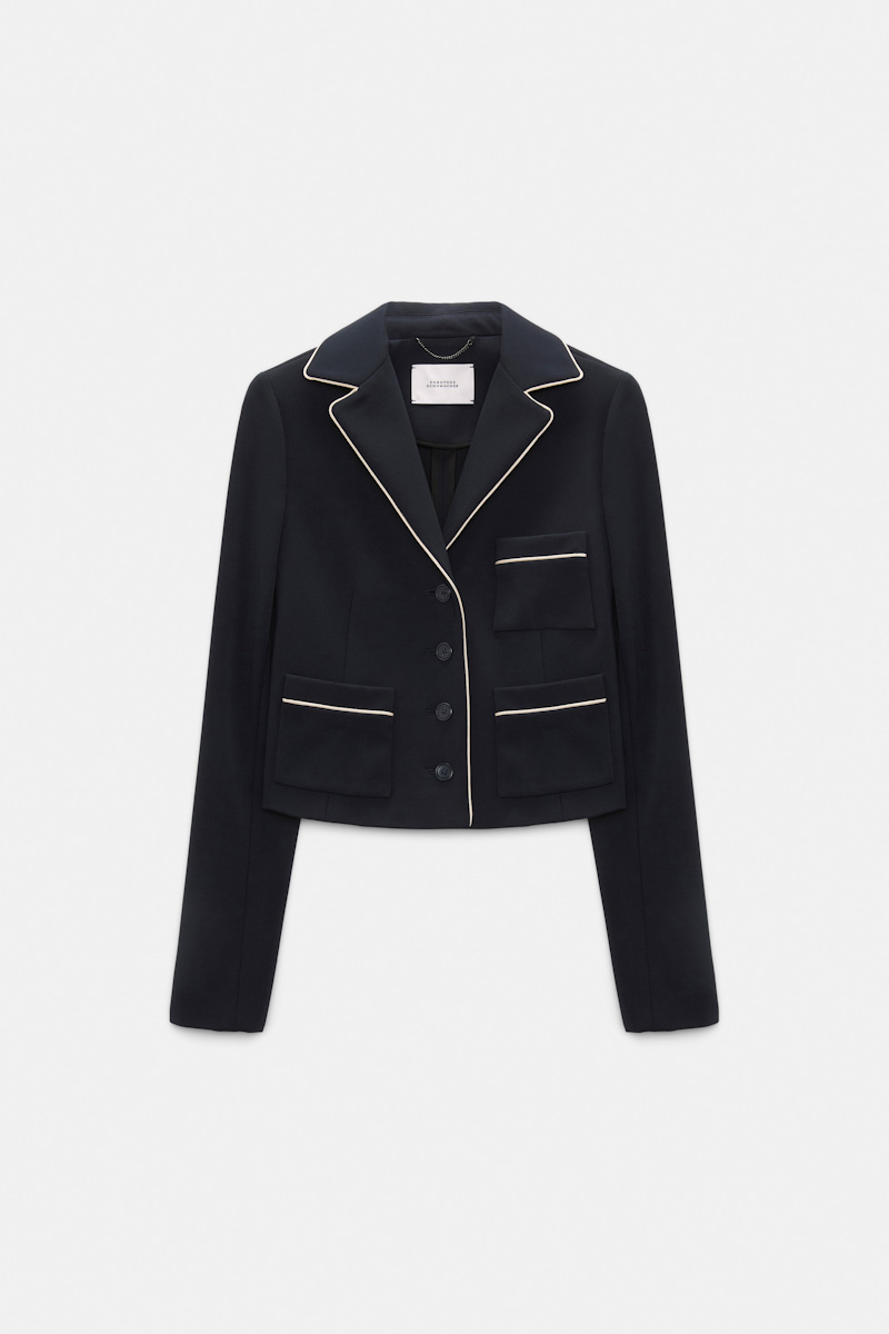 Dorothee Schumacher Women's Blue Cropped Blazer In Punto Milano Xxs