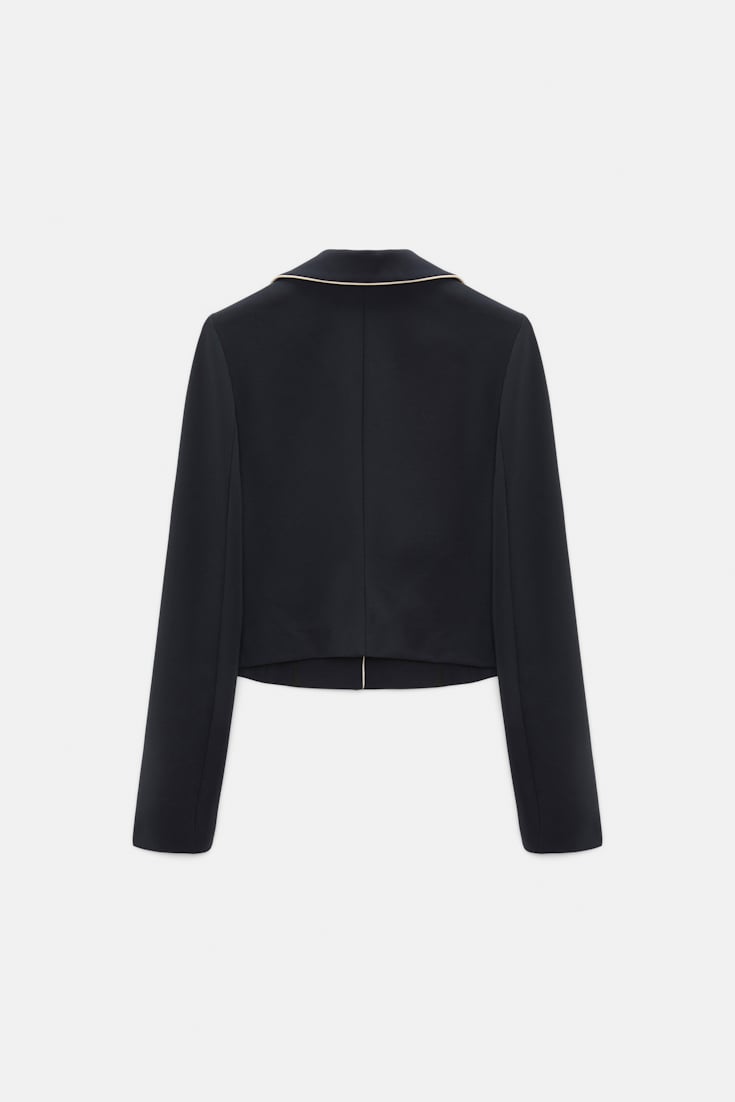 Dorothee Schumacher Cropped blazer in Punto Milano dark navy