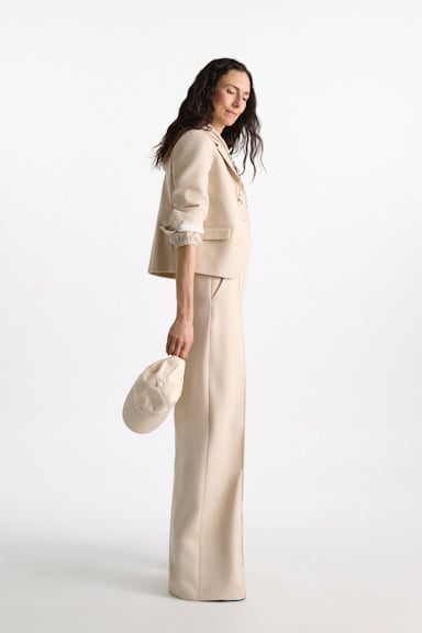 Dorothee Schumacher Hose mit weitem Bein aus Punto Milano soft sand