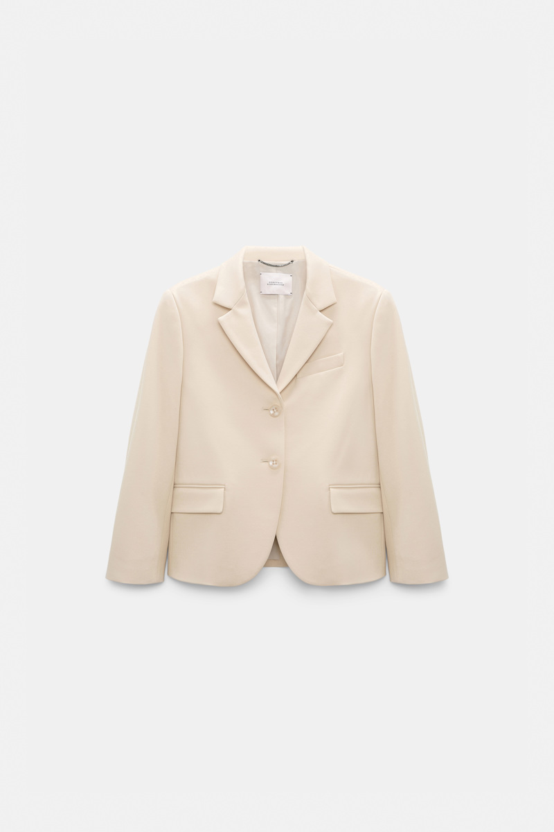 Dorothee Schumacher Women's Beige Cropped Blazer In Punto Milano Extra Large