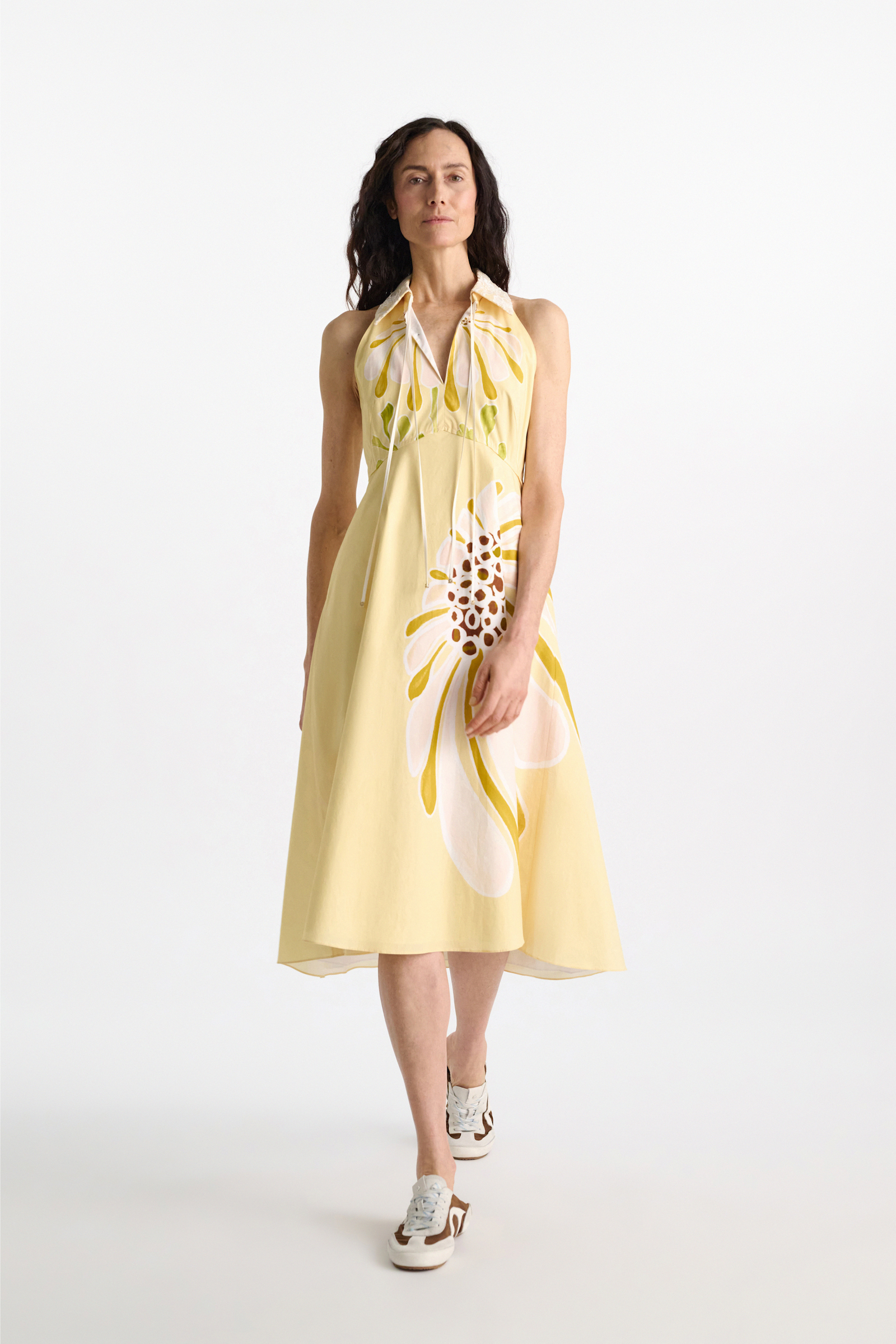 Dorothee Schumacher Midi-Kleid mit floralem Signature Print aus Baumwoll-Popeline dream flower yellow