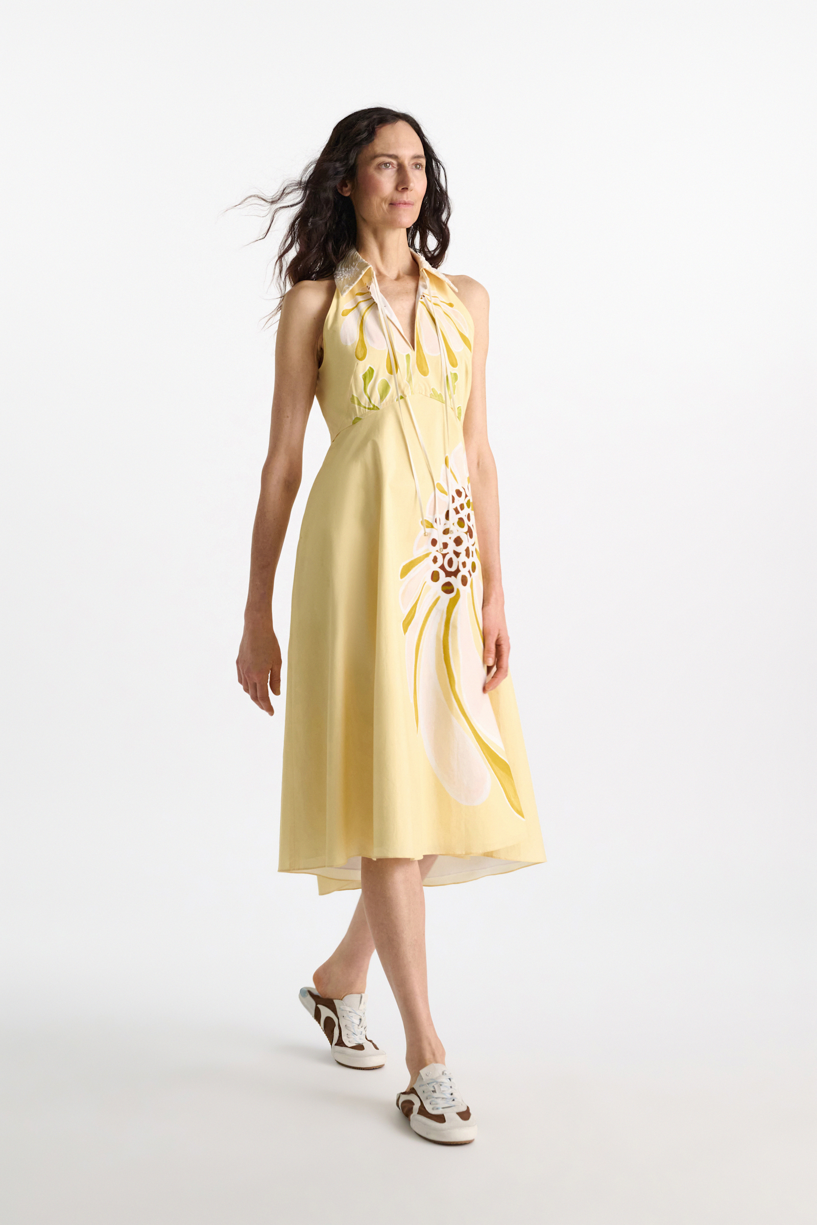 Dorothee Schumacher Midi-Kleid mit floralem Signature Print aus Baumwoll-Popeline dream flower yellow