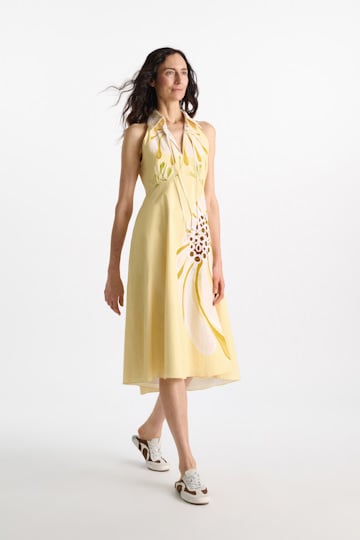 Dorothee Schumacher Midi-Kleid mit floralem Signature Print aus Baumwoll-Popeline dream flower yellow