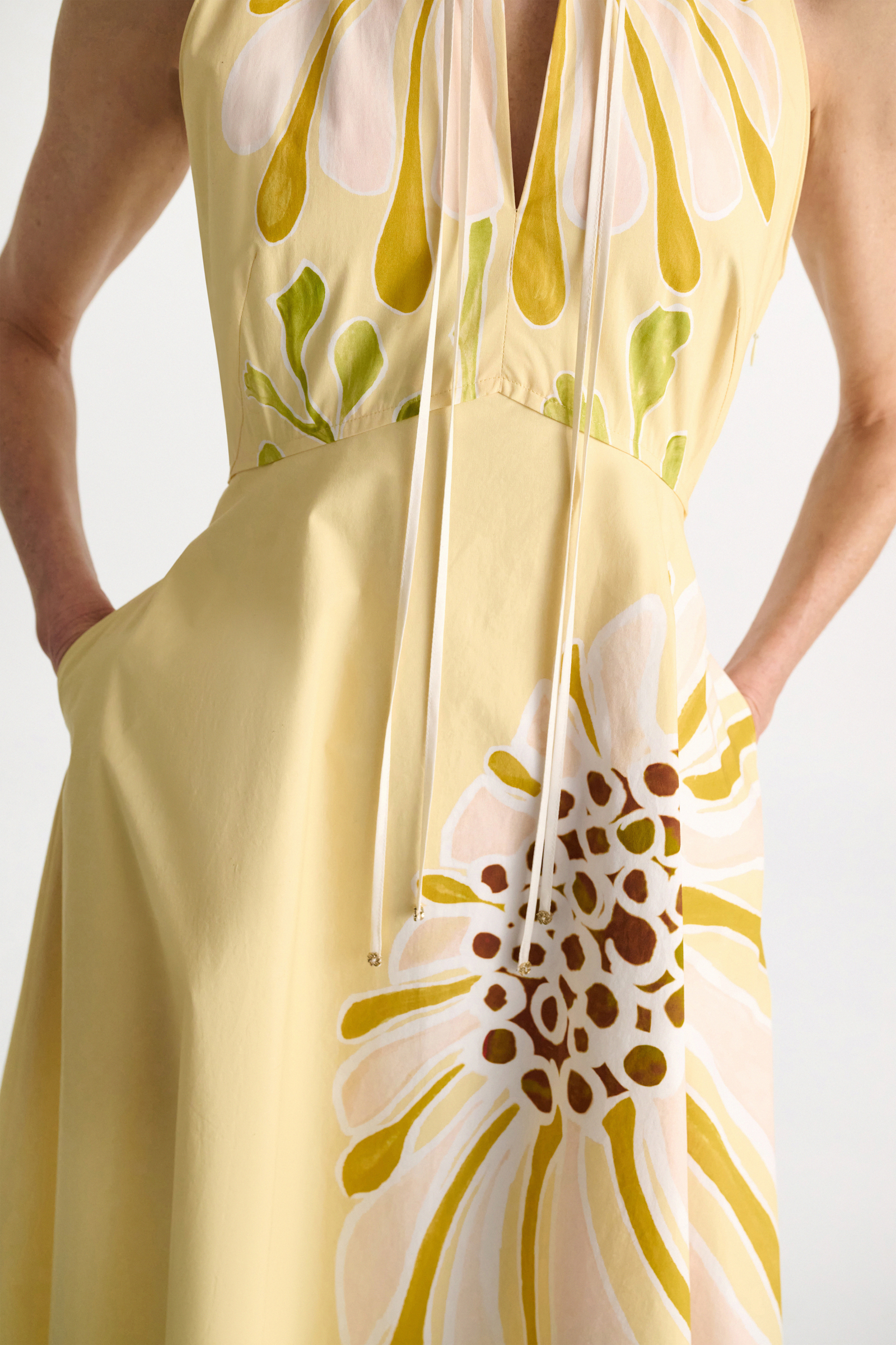 Dorothee Schumacher Midi-Kleid mit floralem Signature Print aus Baumwoll-Popeline dream flower yellow