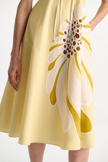 Dorothee Schumacher Midi-Kleid mit floralem Signature Print aus Baumwoll-Popeline dream flower yellow