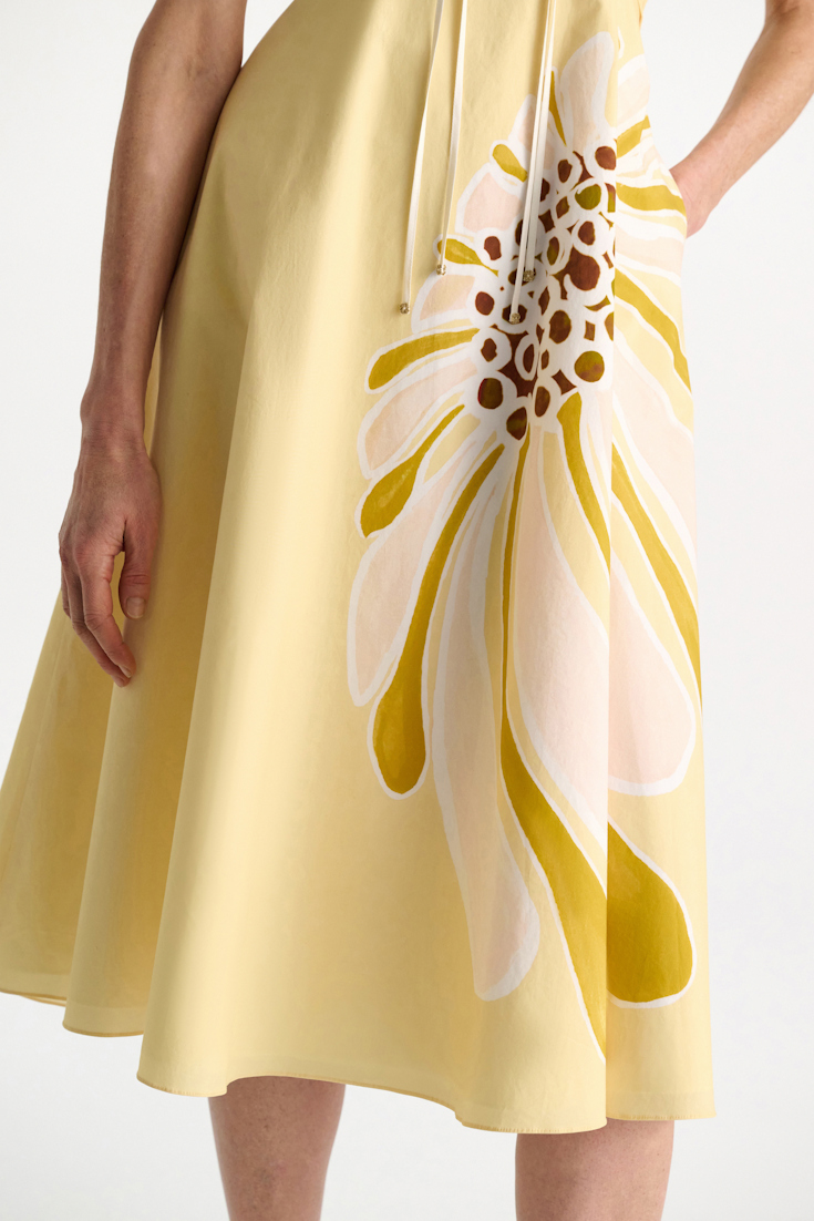 Dorothee Schumacher Midi-Kleid mit floralem Signature Print aus Baumwoll-Popeline dream flower yellow