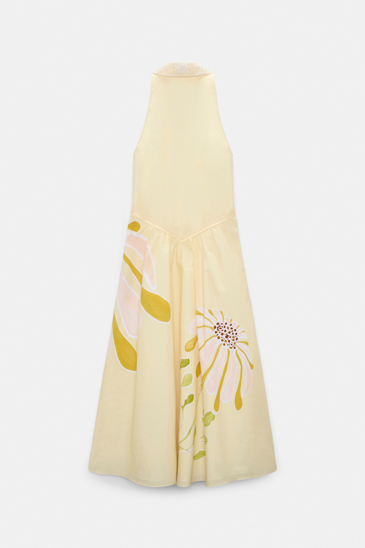 Dorothee Schumacher Midi-Kleid mit floralem Signature Print aus Baumwoll-Popeline dream flower yellow
