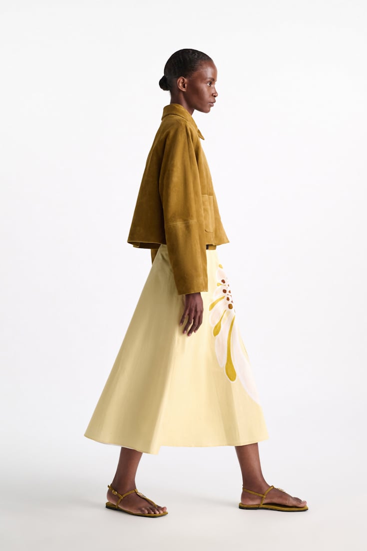 Dorothee Schumacher Printed cotton poplin midi-skirt dream flower yellow