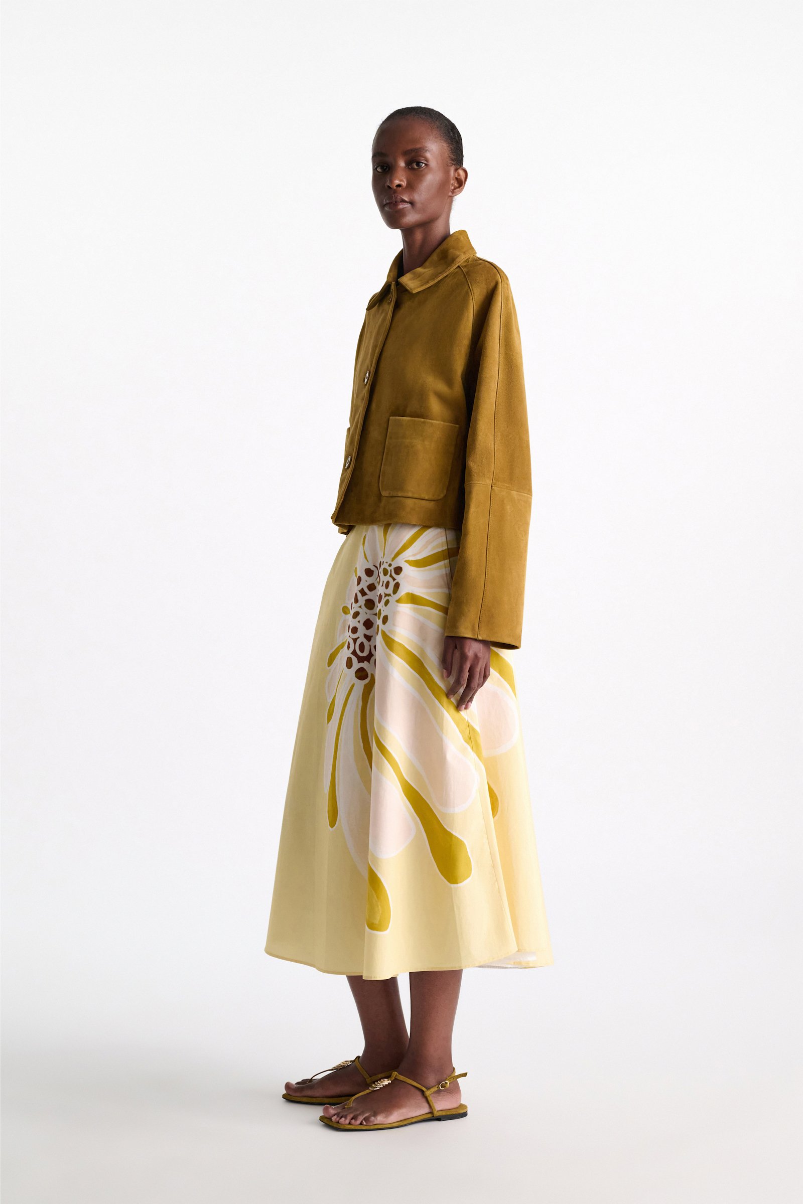 Dorothee Schumacher Printed cotton poplin midi-skirt dream flower yellow