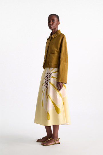 Dorothee Schumacher Printed cotton poplin midi-skirt dream flower yellow