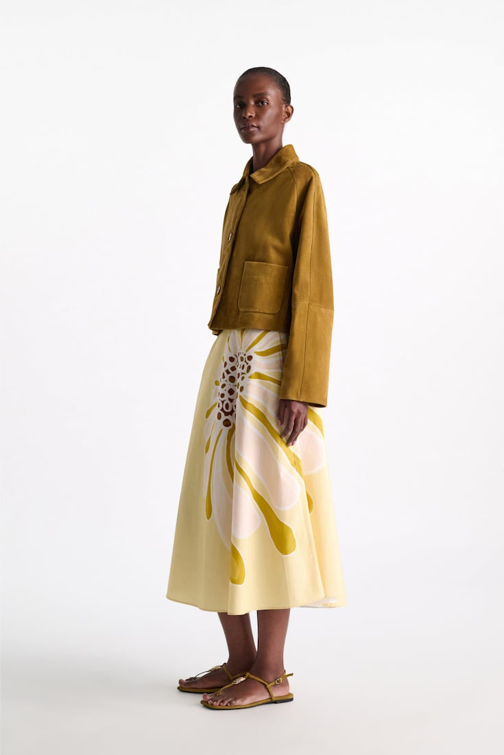 Dorothee Schumacher Printed cotton poplin midi-skirt dream flower yellow