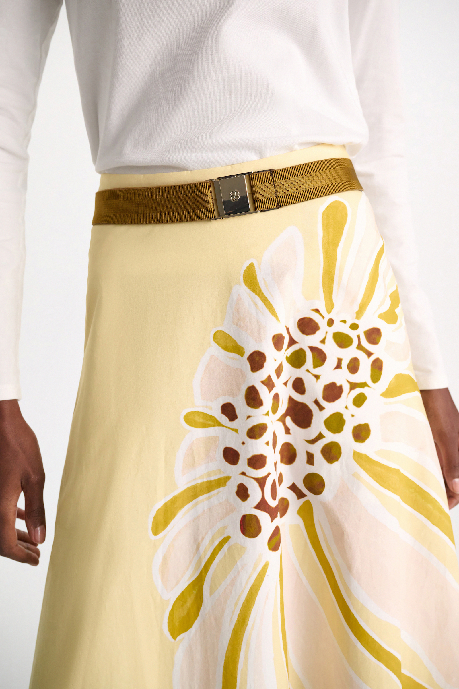 Dorothee Schumacher Printed cotton poplin midi-skirt dream flower yellow