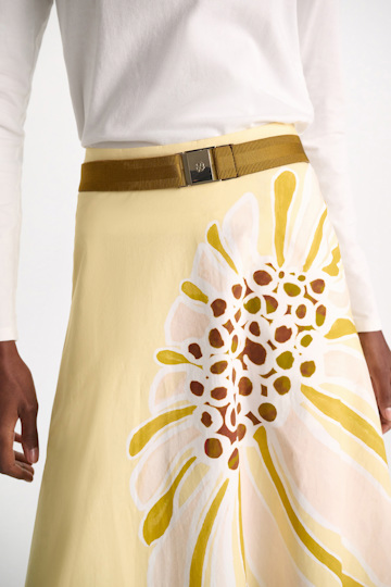 Dorothee Schumacher Printed cotton poplin midi-skirt dream flower yellow