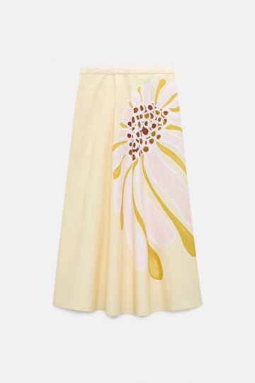 Dorothee Schumacher Printed cotton poplin midi-skirt dream flower yellow