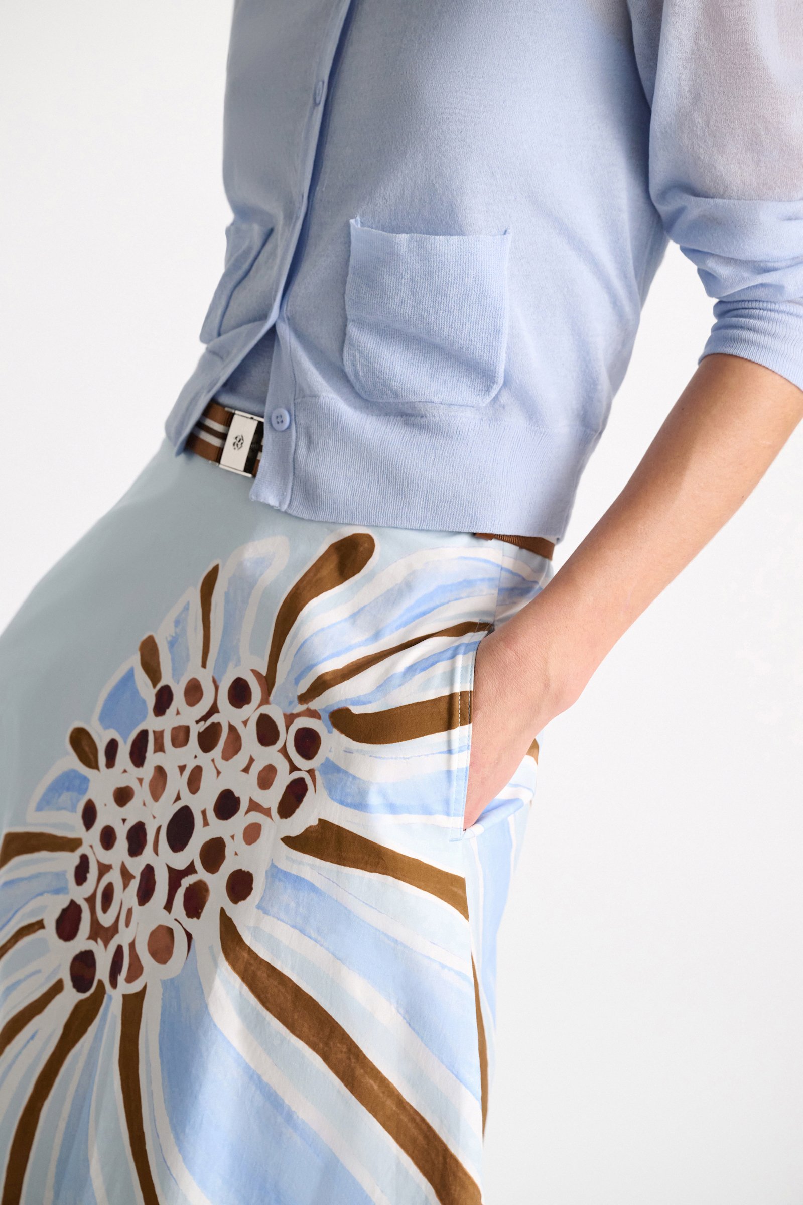 Dorothee Schumacher Printed cotton poplin midi-skirt dream flower blue