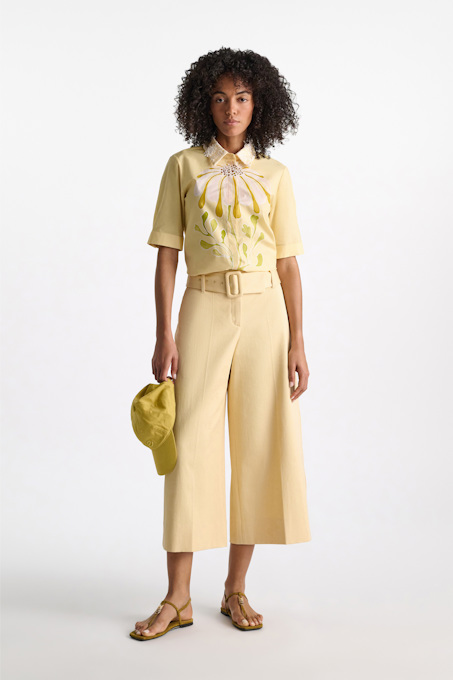 Printed cotton poplin blouse