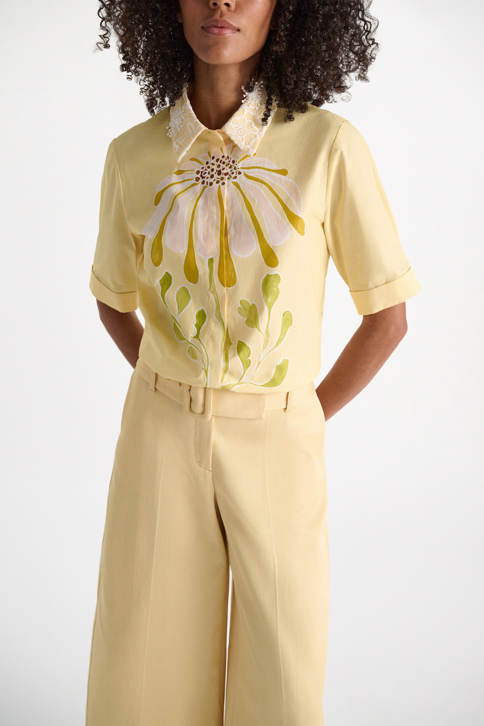 Dorothee Schumacher Printed cotton poplin blouse dream flower yellow