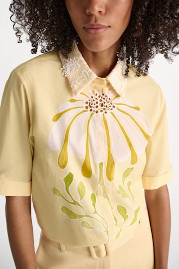 Dorothee Schumacher Bluse mit floralem Signature-Print aus Baumwoll-Popeline dream flower yellow
