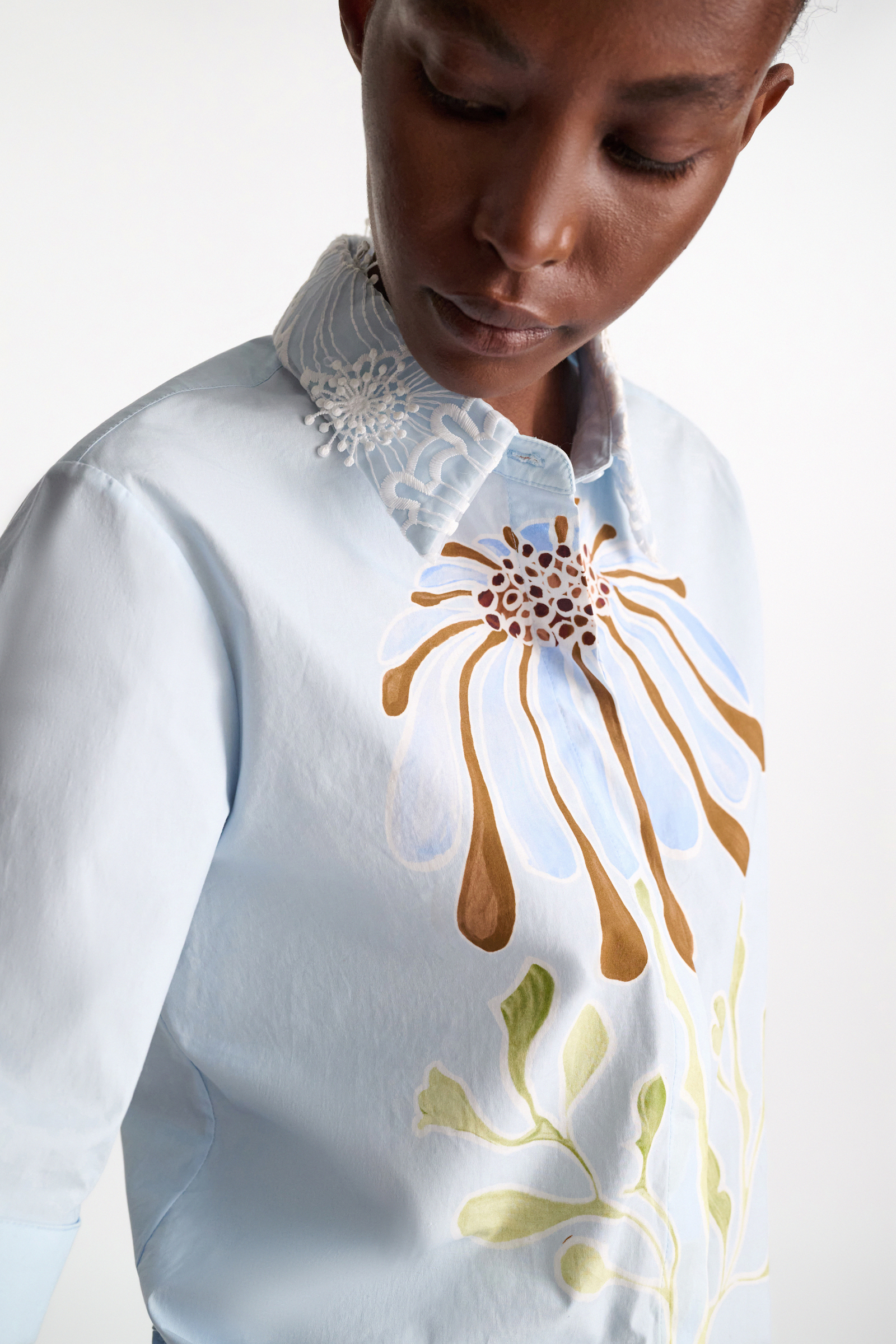 Dorothee Schumacher Printed cotton poplin blouse dream flower blue