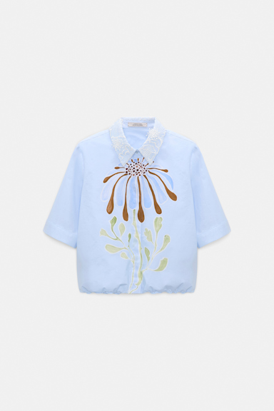 Dorothee Schumacher Printed cotton poplin blouse dream flower blue
