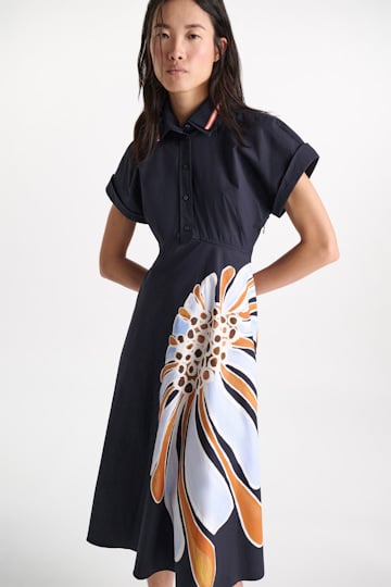 Dorothee Schumacher Kleid mit floralem Signature-Print aus Baumwoll-Popeline dream flower navy